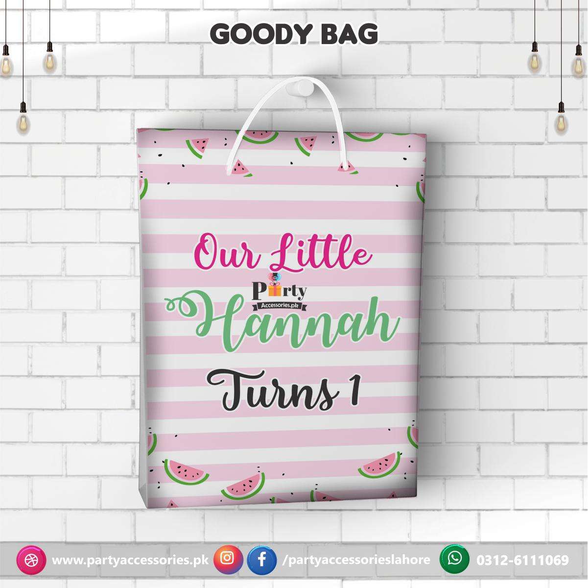 One in a melon birthday theme Goody Bags / favor bags