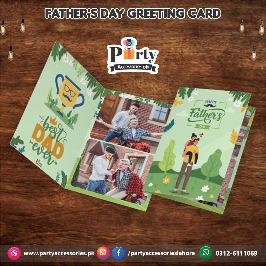 Customized Father's Day Greeting card in elegant Green design