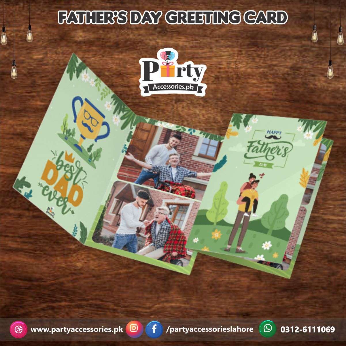 Customized Father's Day Greeting card in elegant Green design