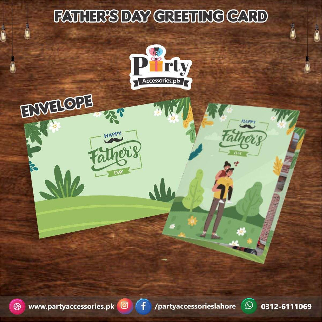 Customized Father's Day Greeting card in elegant Green design