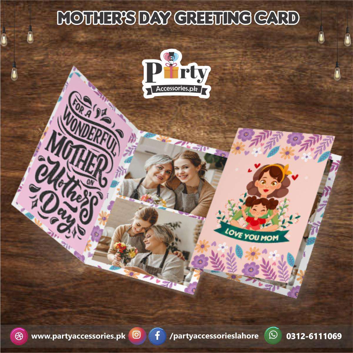 Mother's Day Greeting card in elegant Pink floral design