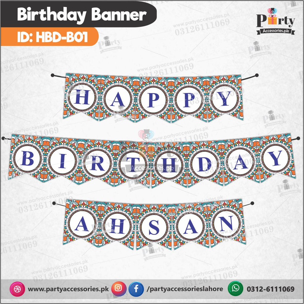 Happy birthday bunting banner mandala art HBD-01