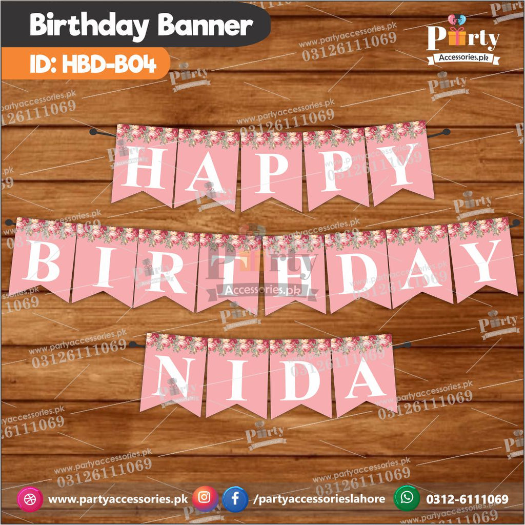Happy birthday bunting banner Pink HBD-04