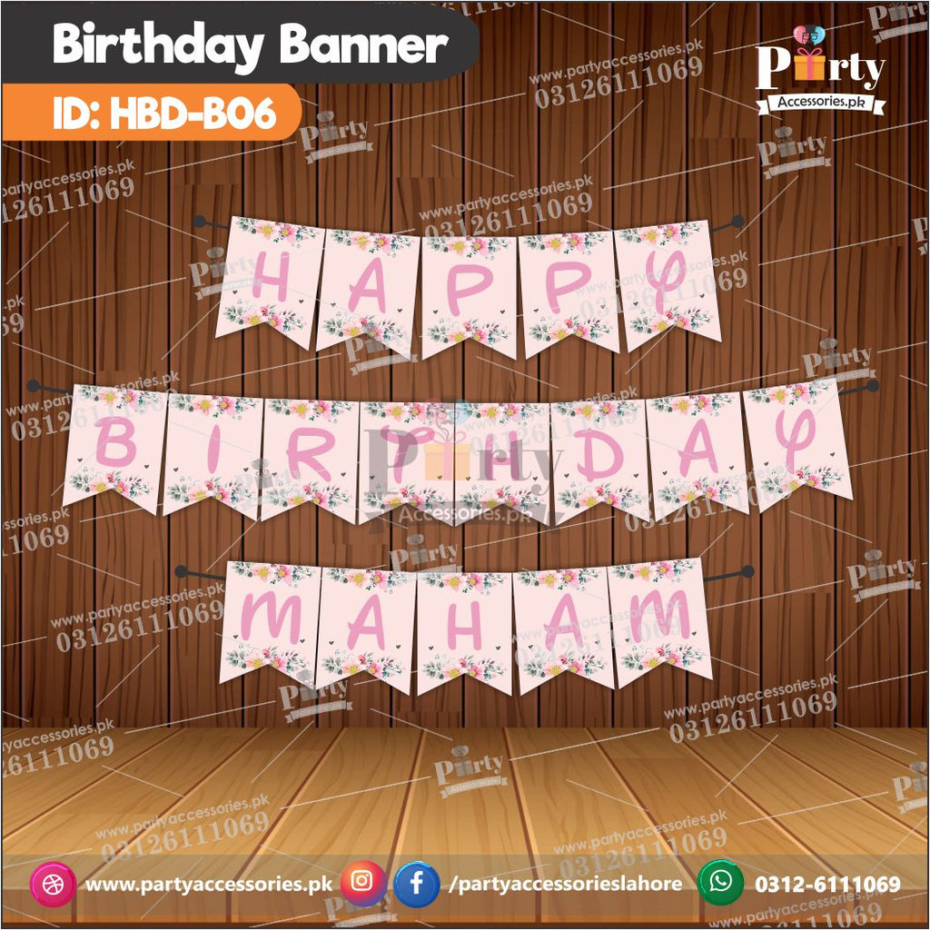 Happy birthday bunting banner Pink HBD-06