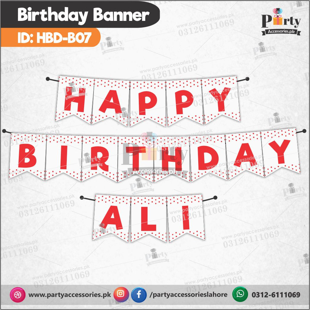 Happy birthday bunting banner Red white