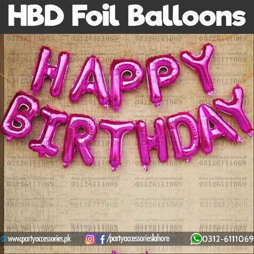 pink happy birthday foil set in baby shark theme 