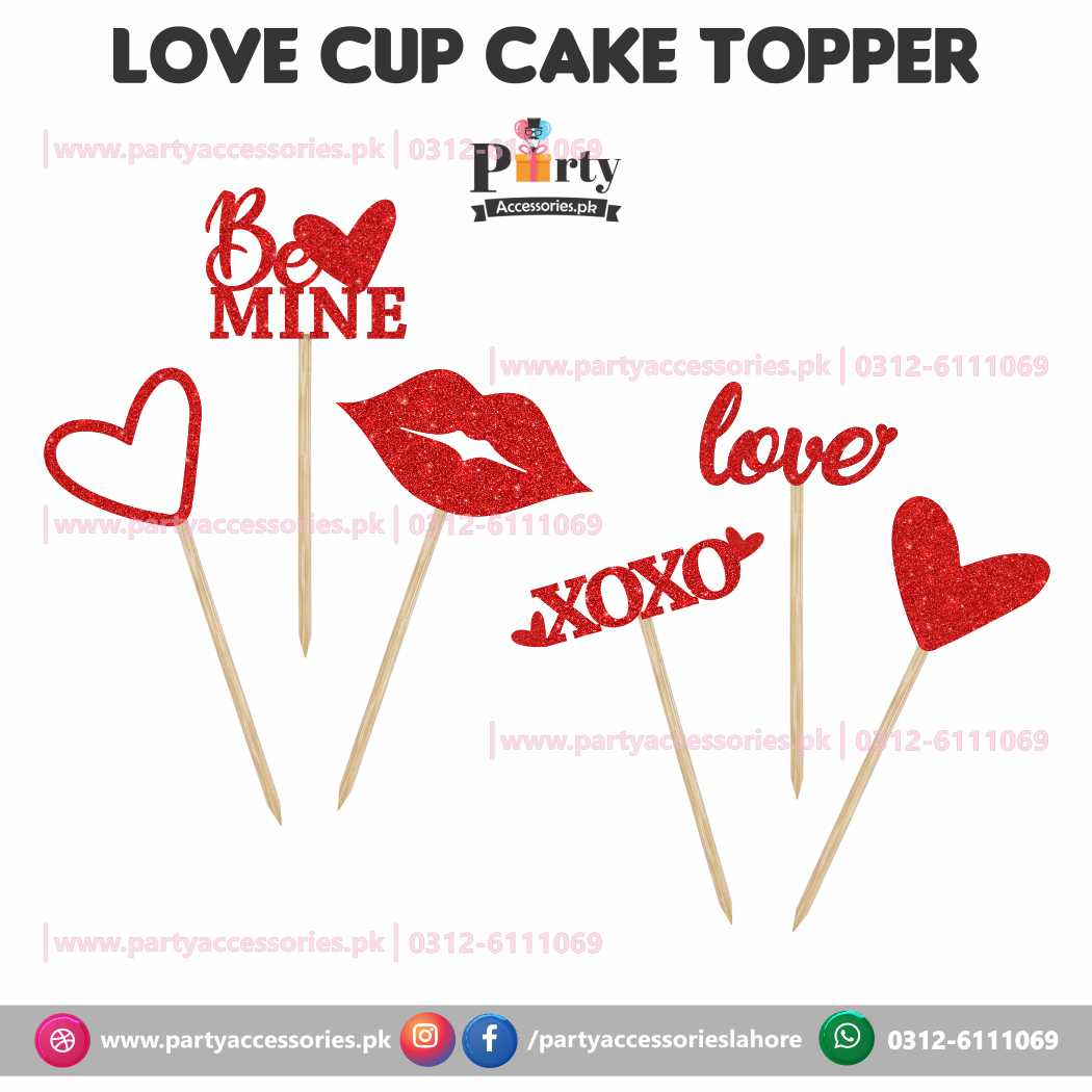 Cupcake toppers for anniversary or Valentine theme table Decoration