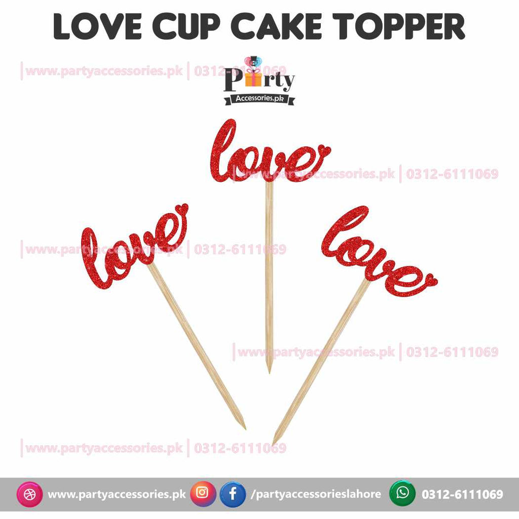 Cupcake toppers for anniversary or Valentine theme table Decoration Love written
