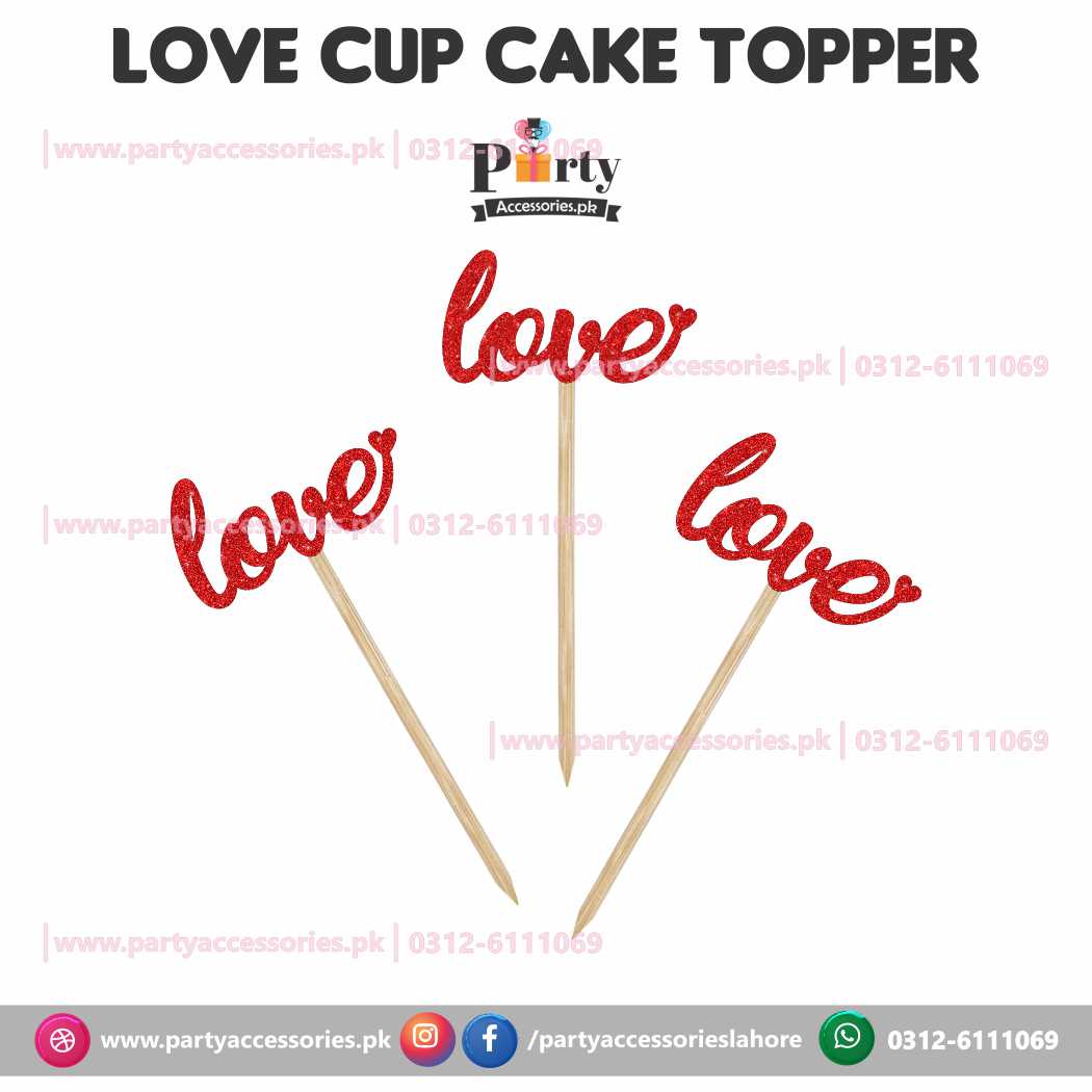 Cupcake toppers for anniversary or Valentine theme table Decoration Love written