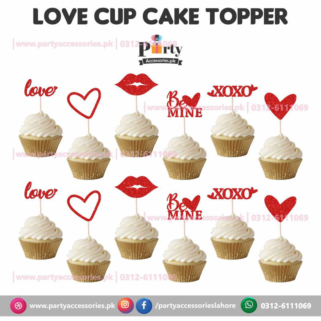 Cupcake toppers for anniversary or Valentine theme table Decoration