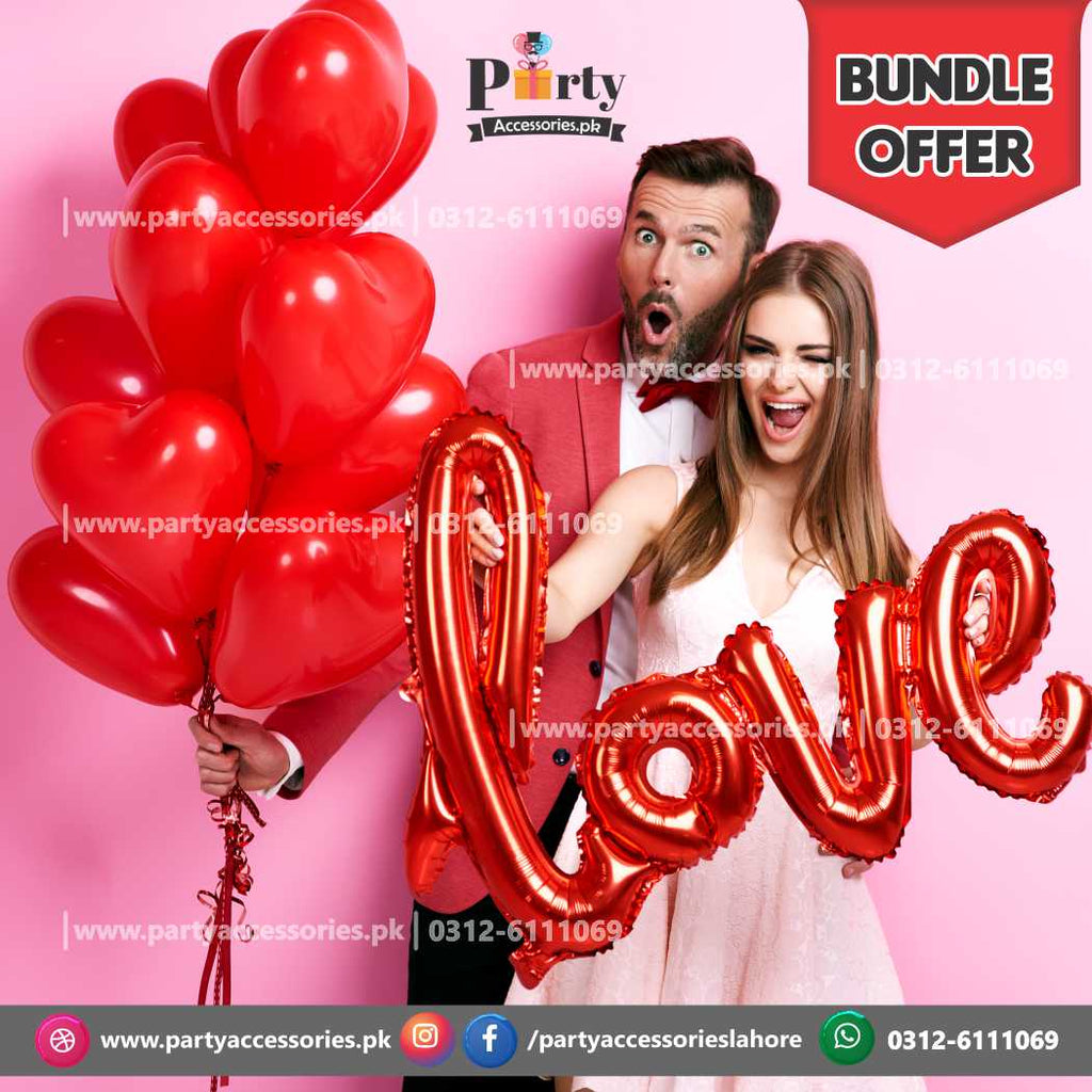 Valentine's Day Love Foil Balloons with heart shape Latex balloons