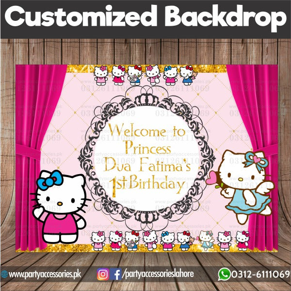 Hello Kitty Backdrop Happy Birthday Party Supplies Background for