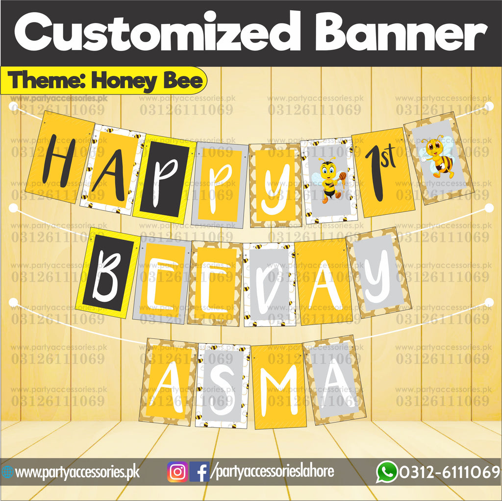 Customized Honey bee theme Birthday Bunting Banner