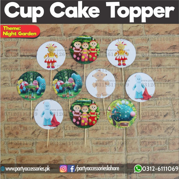 In the Night Garden theme birthday cupcake toppers set round