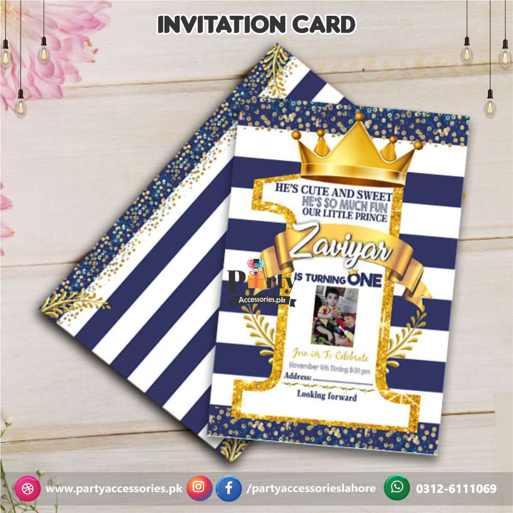 Customized Prince Birthday Party Theme Invitation Cards 