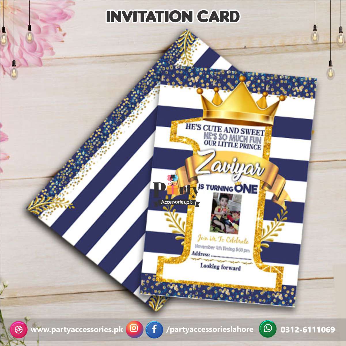 Customized Prince Birthday Party Theme Invitation Cards (6pcs ...