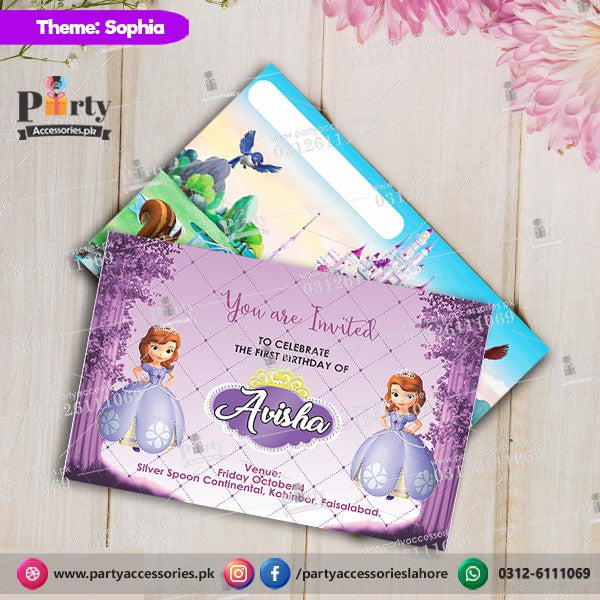 Customized Sofia the first theme Party Invitation Cards for birthday parties