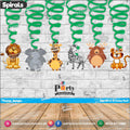 Spiral Hanging swirls in Jungle Safari theme birthday party decorations 