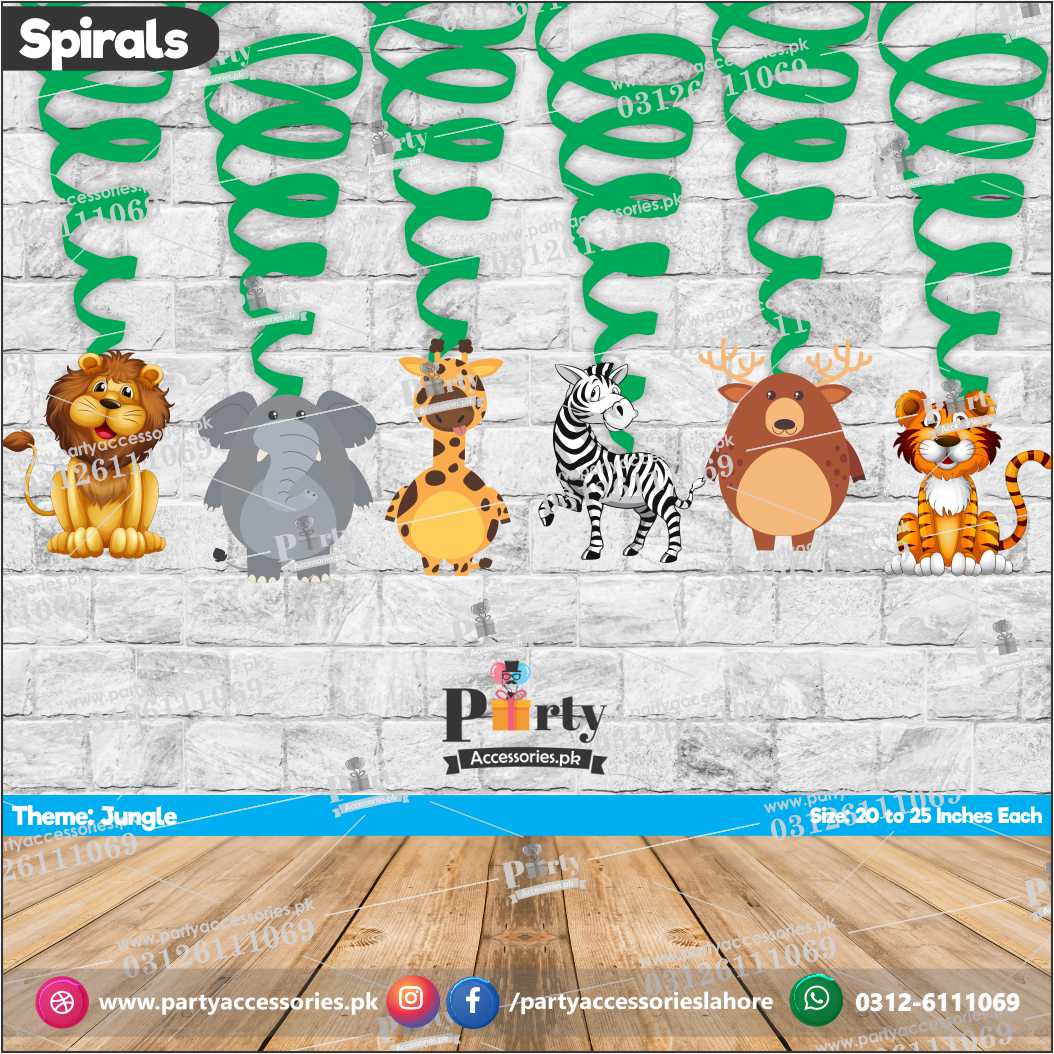 Spiral Hanging swirls in Jungle Safari theme birthday party decorations 
