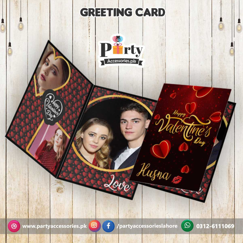 valentine day greeting card in black