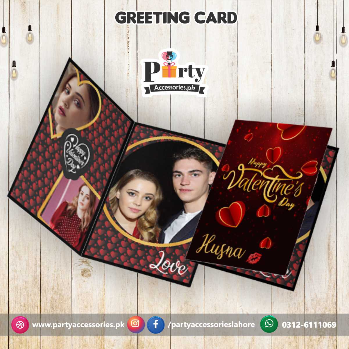 valentine day greeting card in black