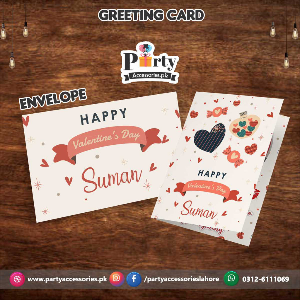 Valentine day Customized Folded Greeting card with your text and images | white
