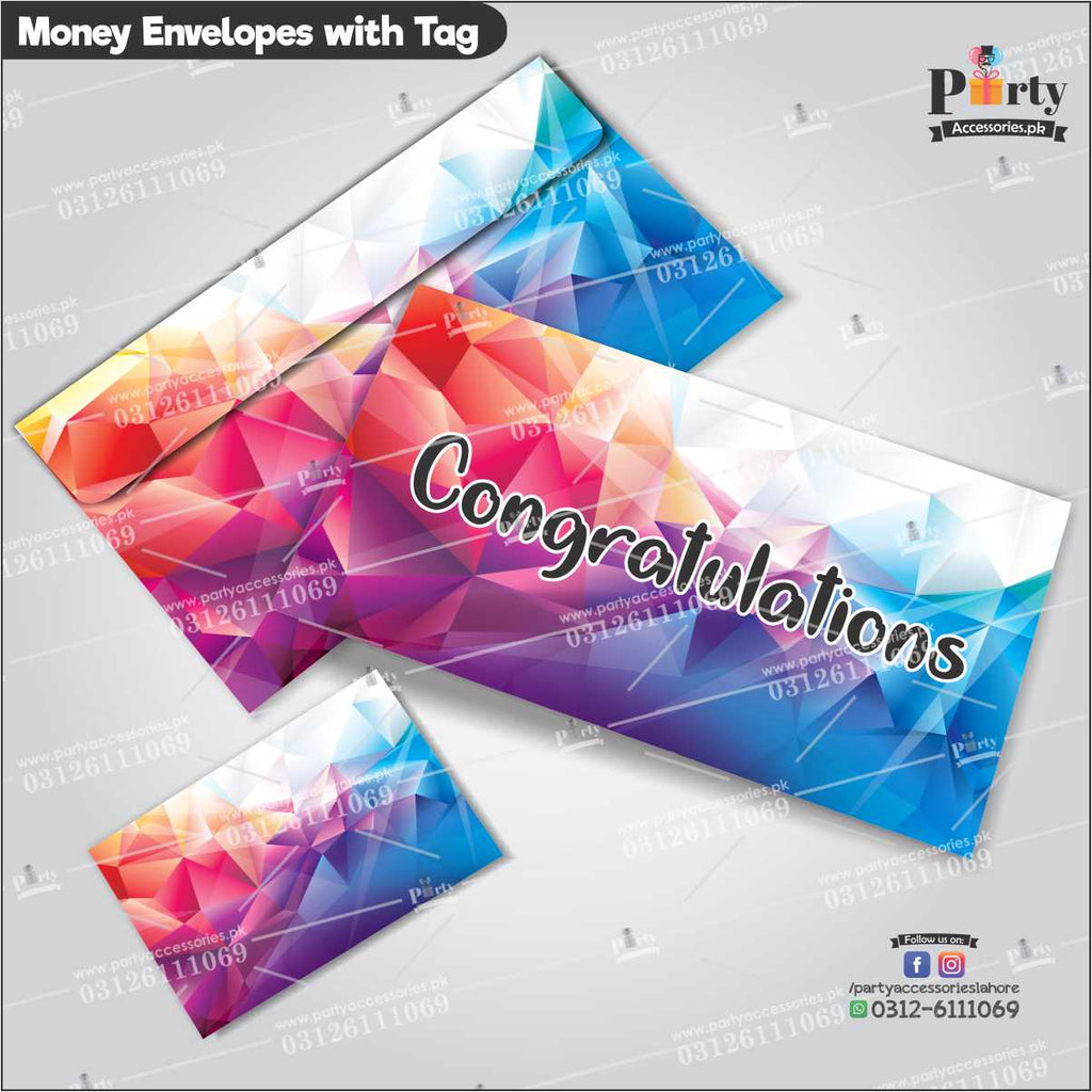 Customized Money Envelopes with gift tags multi colored