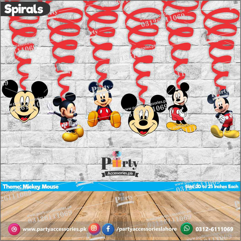 Spiral Hanging swirls in Mickey mouse theme birthday party decorations 