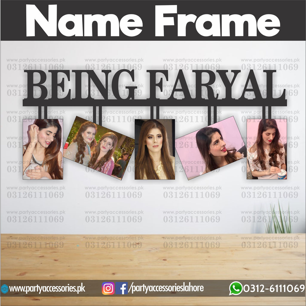Customized NAME wall frame with 5 images – PartyAccessories.pk