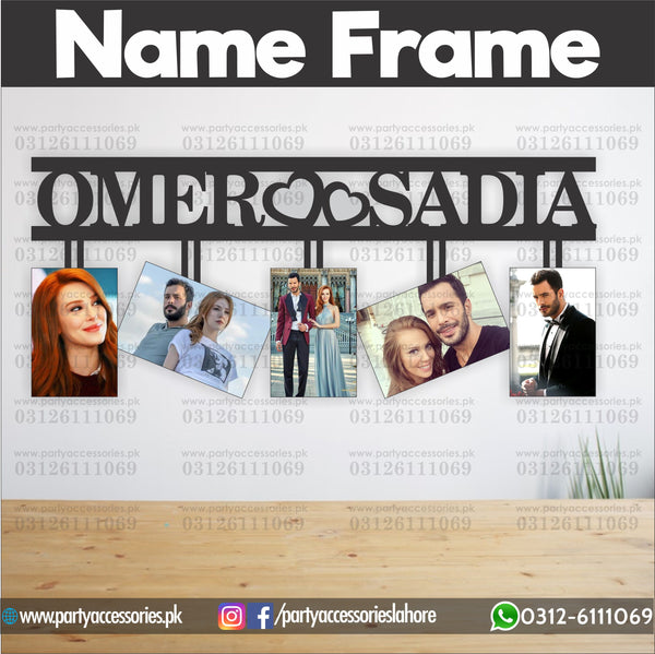 Wall frame with Husband and wife's names with 5 images