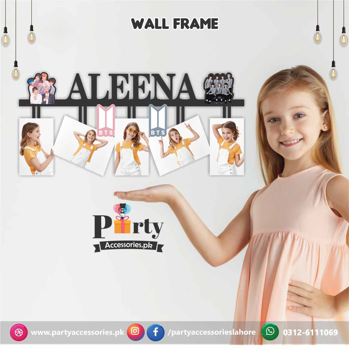 BTS theme party wooden name frame 