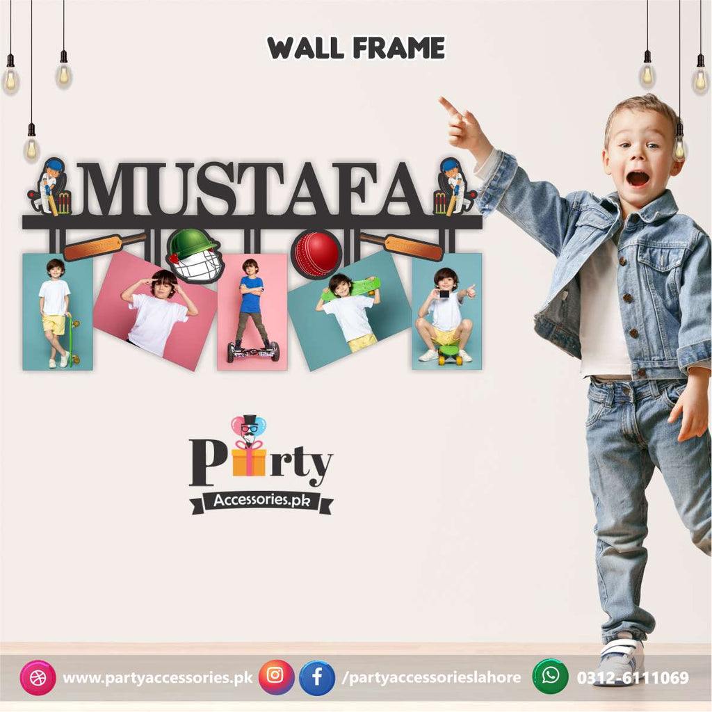 Customized Wall NAME frame in Cricket Party theme Birthday Party