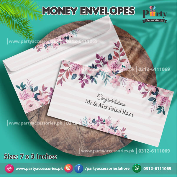 Customized Salami / Money Envelops traditional style exclusive designs and Quality pink floral