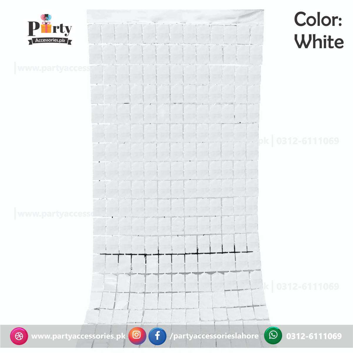 box shape foil curtain white color