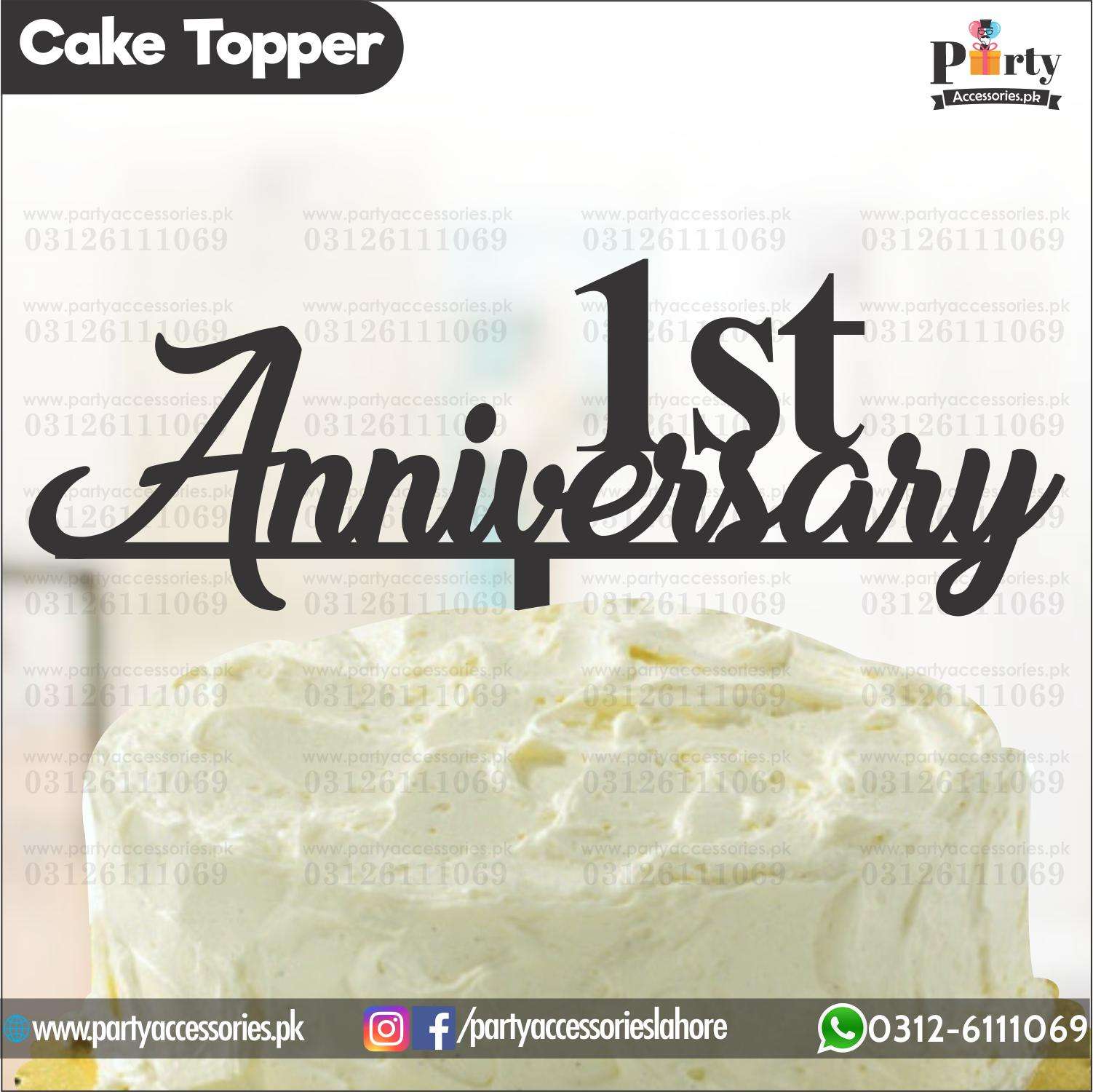 First Anniversary wooden cake topper