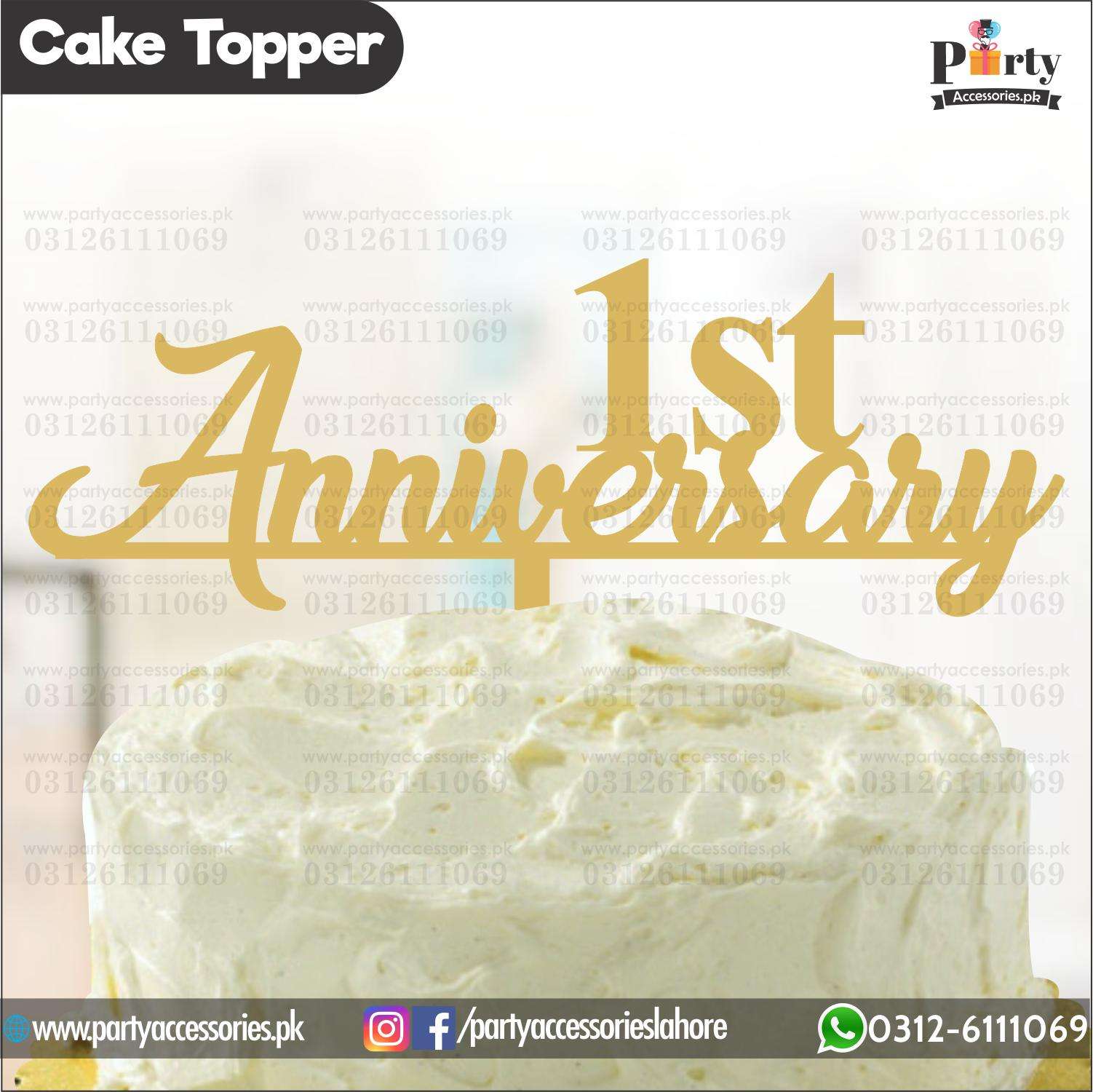 First Anniversary wooden cake topper