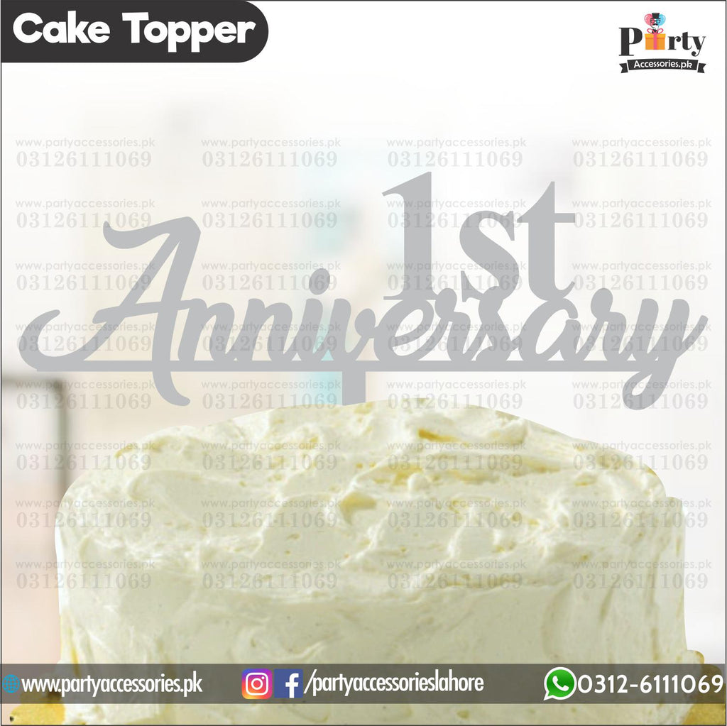 First Anniversary wooden cake topper