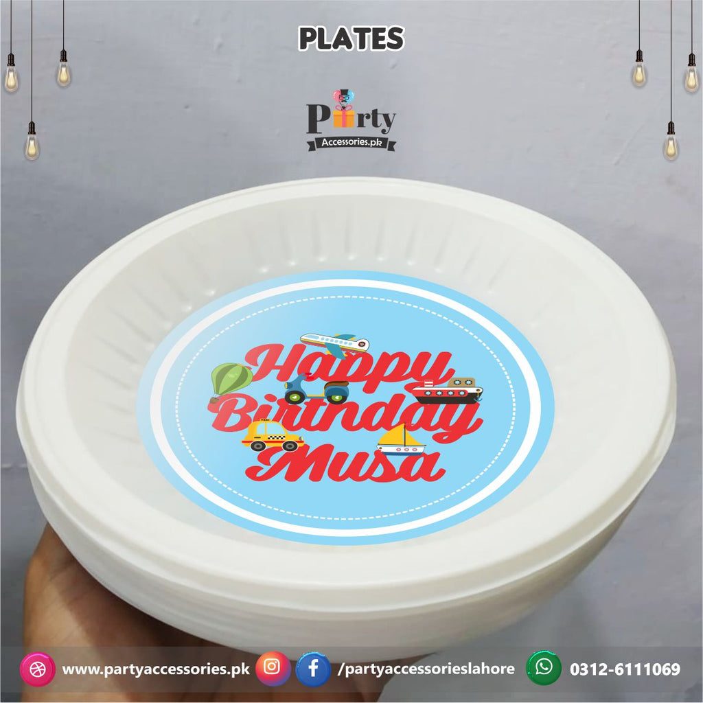 Customized disposable Paper Plates in Transport theme birthday party