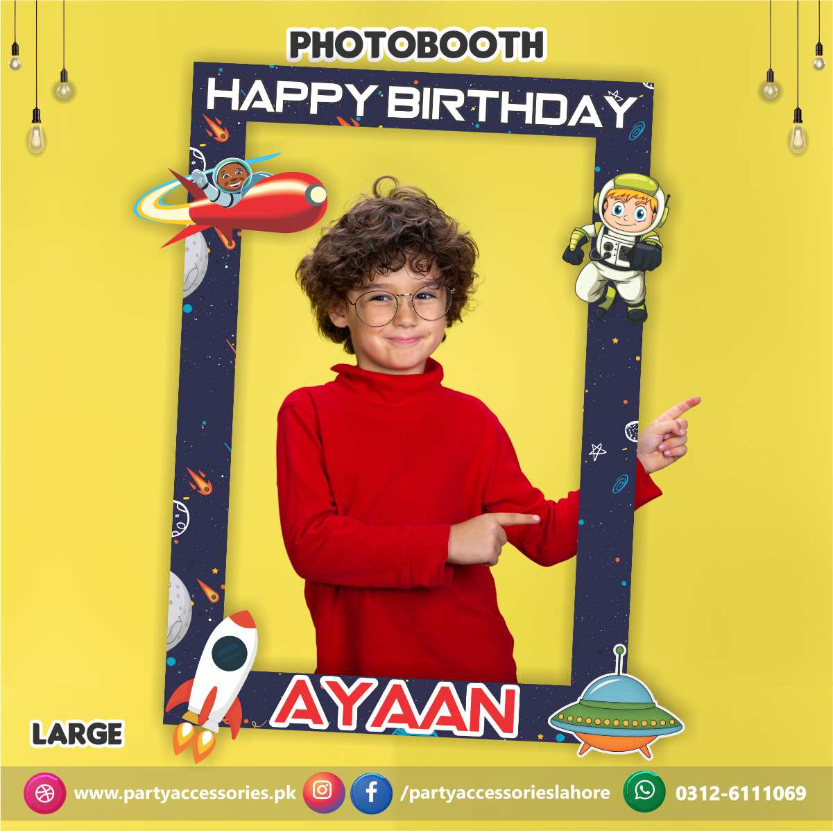 Outer Space Theme Party Customized Photo Booth / Selfie Frame