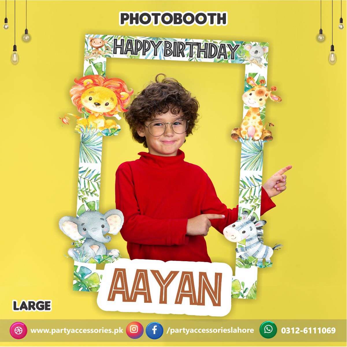 Customized Photo Booth / selfie frame in Wild One theme birthday party