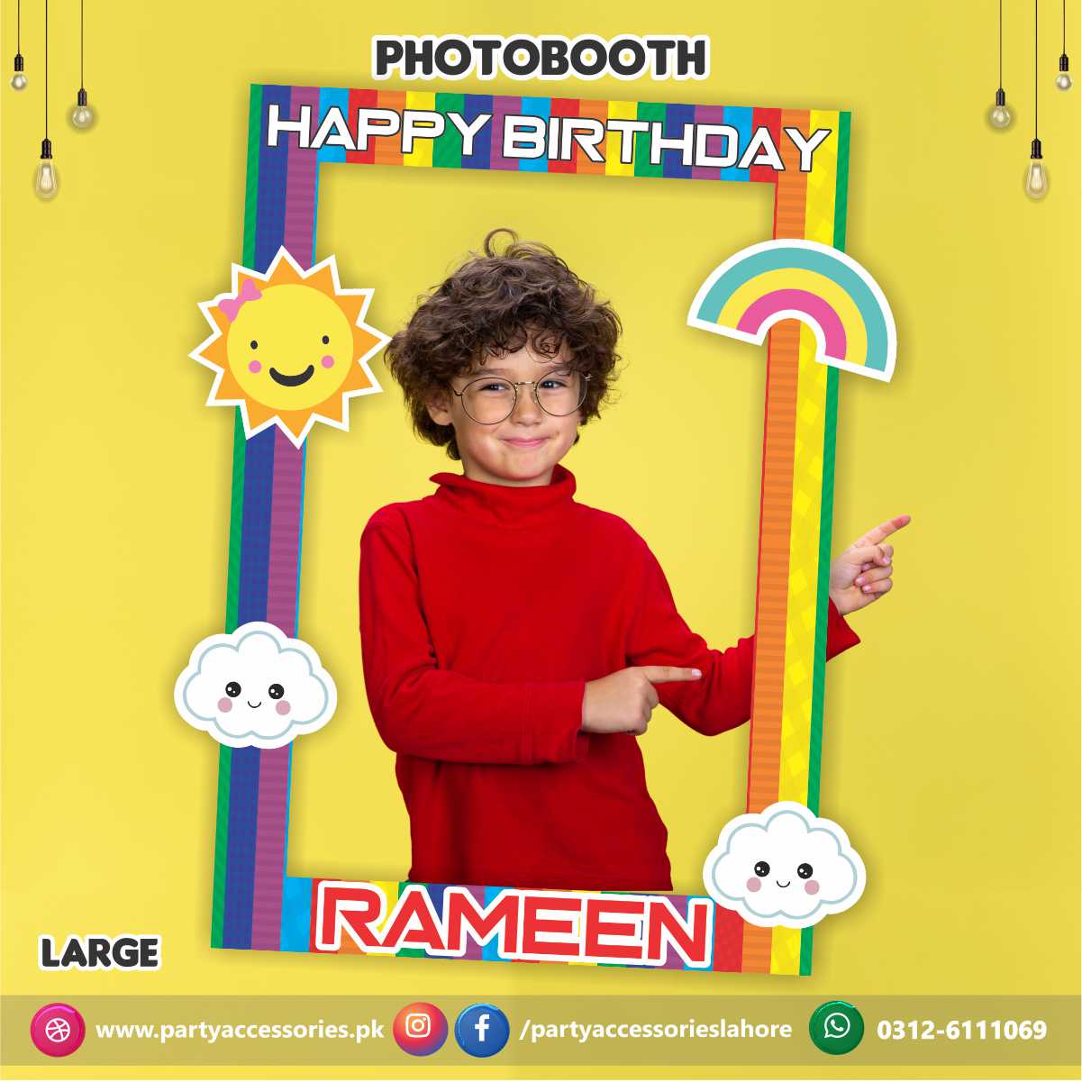 rainbow theme birthday photo booth