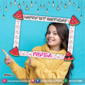 Photo Booth / selfie frame in One in a melon theme birthday party