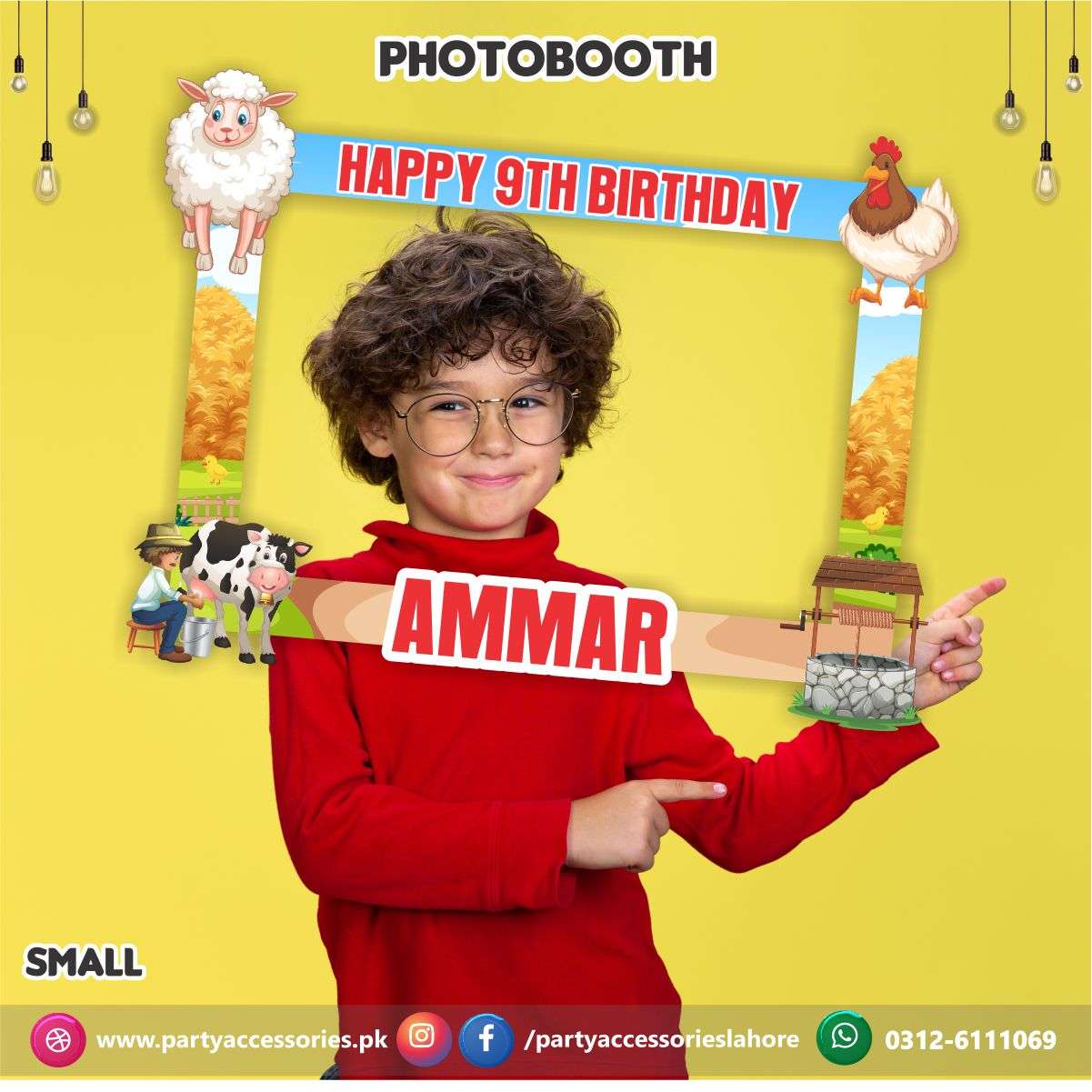 Customized Photo Booth / selfie frame for Farm Animals theme party