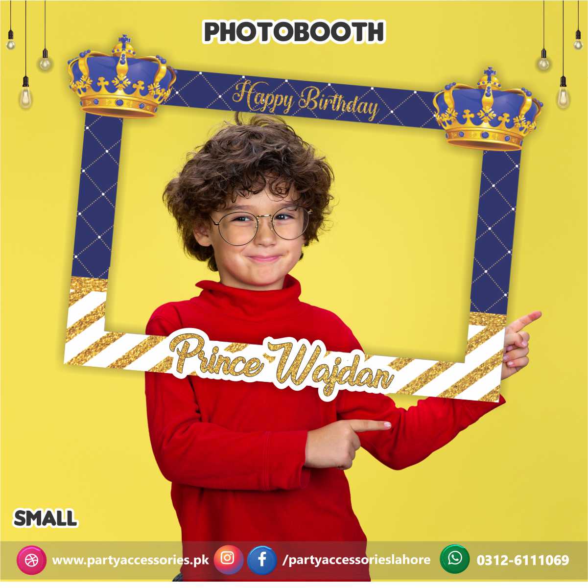 Prince theme Party Customized Photo Booth selfie frame