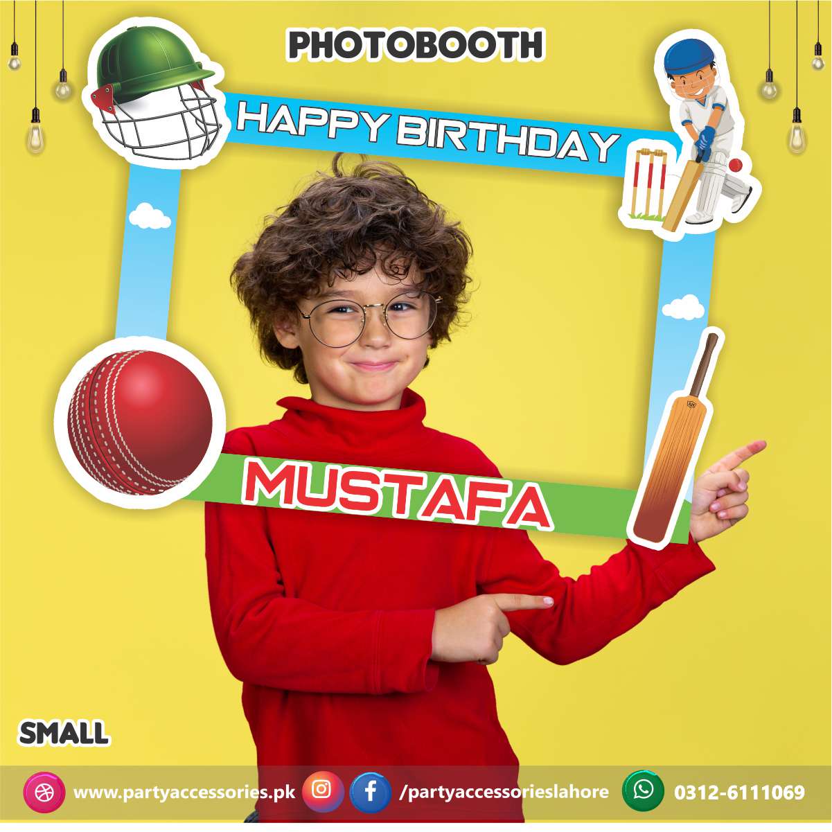 Cricket theme Party Customized Photo Booth / selfie frame