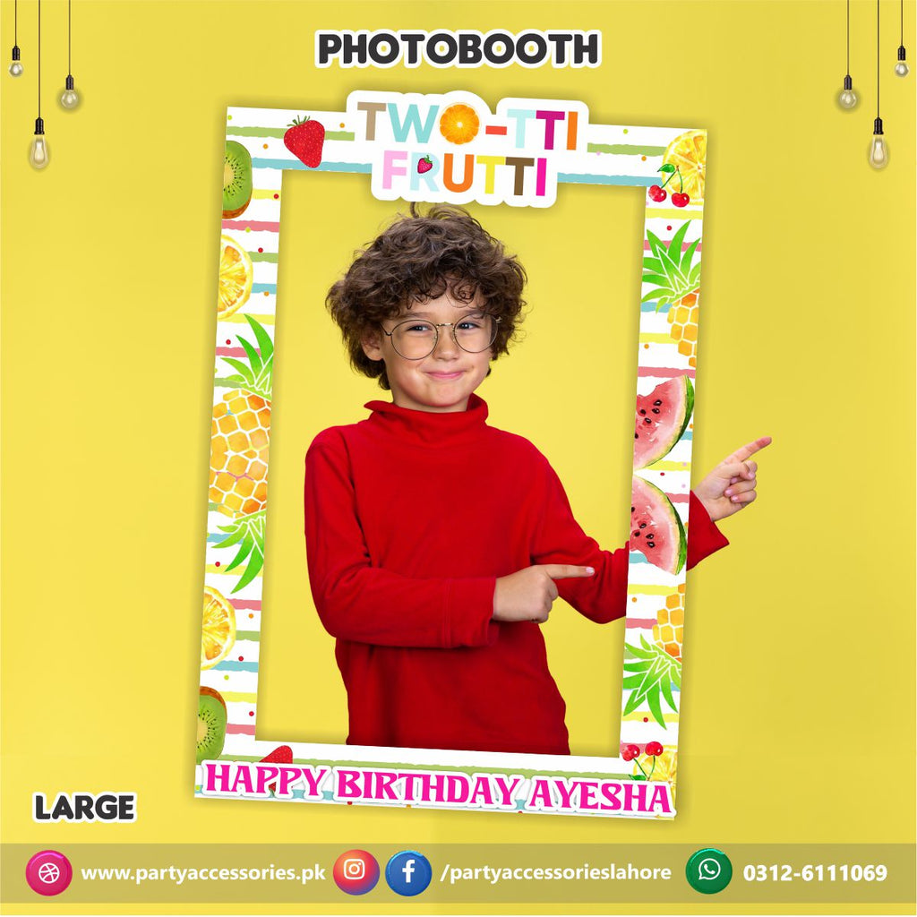 Customized Photo Booth / selfie frame in Tutti Fruiti theme birthday party