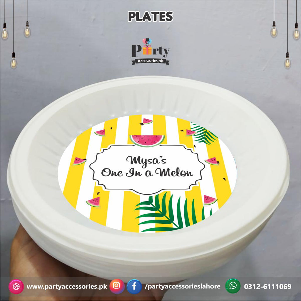 Customized disposable Paper Plates One in a melon theme birthday party