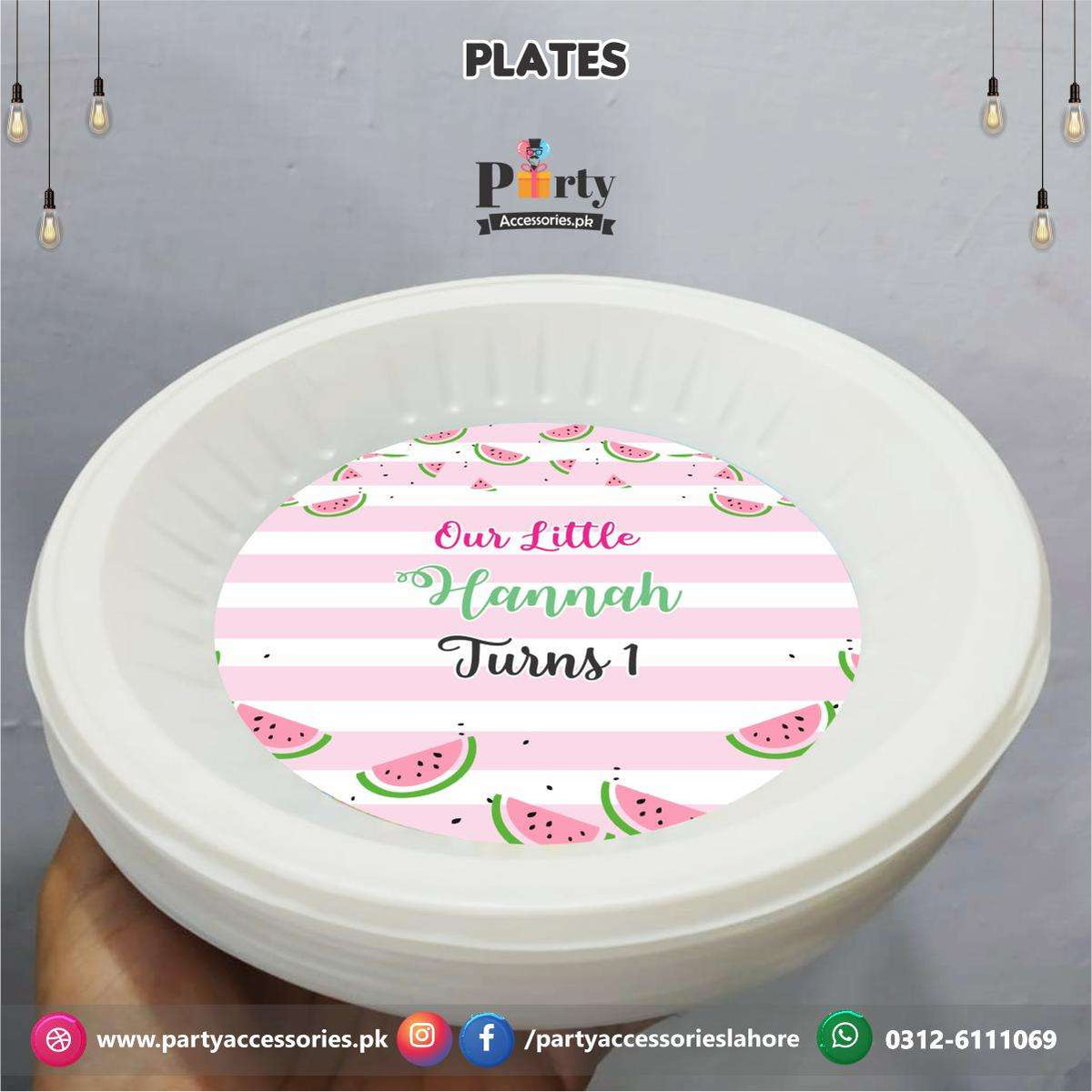 Disposable Paper Plates One in a melon theme birthday party