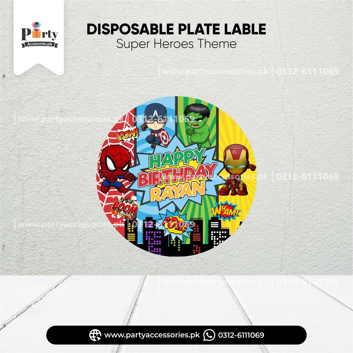 super heroes theme customized paper plates