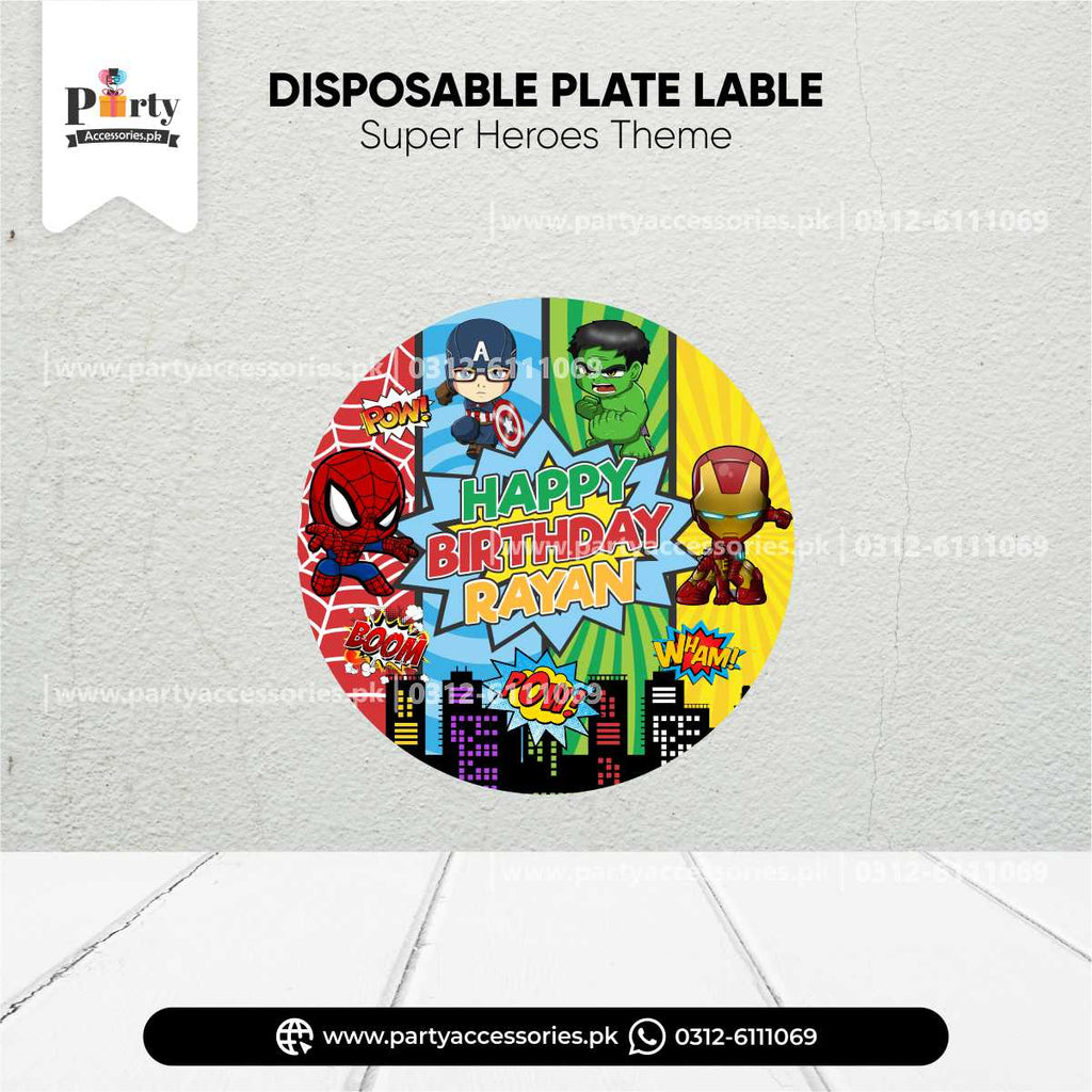 super heroes theme customized paper plates